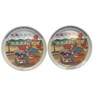 Set of 2 Vintage 1980 Six Flags Over Mid America Schnucks Plastic Kids Plates